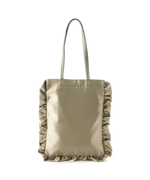 OPAQUE.CLIP（オペークドットクリップ）の「◆【軽量/A4収納可】フリルサテントートバッグ/セレモニー対応（トートバッグ・レディース・ブラック/ベージュ・00）」の6枚目の写真