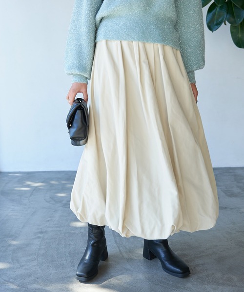 VIS(ビス)の「メモリーツイルバルーンスカート(スカート・レディース・ブラック/グレー系その他/ホワイト系その他5・FREE)」の4枚目の写真