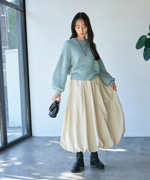 VIS(ビス)の「メモリーツイルバルーンスカート(スカート・レディース・ブラック/グレー系その他/ホワイト系その他5・FREE)」の6枚目の写真