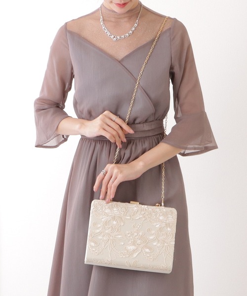 Lace Ladies（レースレディース）の「フラワー 刺繍 ハンドル付き パーティー バッグ（クラッチバッグ・レディース・アイボリー/ブラック/シルバー・FREE）」の12枚目の写真