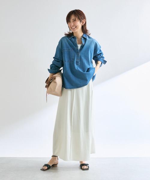リヴドロワ 【MONN.:.(モン)】ビッグデニムシャツ ブルー MONN.:./ビッグデニムシャツ（シャツ/ブラウス）｜RIVE DROITE