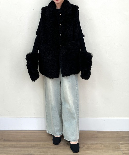 Olu.（オルドット）の「グローブセットボアベストアウター（ベスト・レディース・ブラック/ホワイト・FREE）」の13枚目の写真