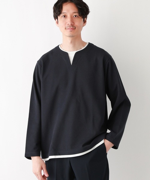 GLOBAL WORK(グローバルワーク)の「キーネックレイヤード/長袖/975762(Tシャツ/カットソー・メンズ・ネイビー/チャコールグレー/ライトグレー/ライトパープル/ブルー系その他6/ミント・MEDIUM/SMALL/X-LARGE/LARGE)」の5枚目の写真