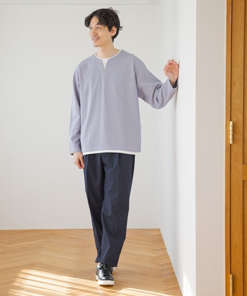 GLOBAL WORK(グローバルワーク)の「キーネックレイヤード/長袖/975762(Tシャツ/カットソー・メンズ・ネイビー/チャコールグレー/ライトグレー/ライトパープル/ブルー系その他6/ミント・MEDIUM/SMALL/X-LARGE/LARGE)」の22枚目の写真