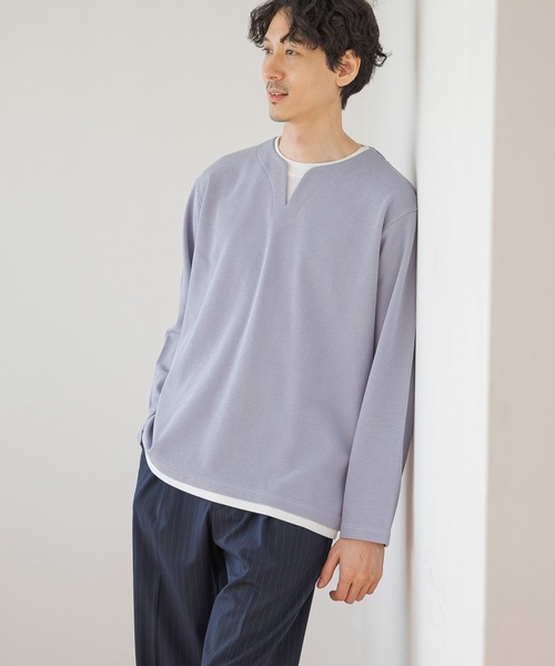 GLOBAL WORK(グローバルワーク)の「キーネックレイヤード/長袖/975762(Tシャツ/カットソー・メンズ・ネイビー/チャコールグレー/ライトグレー/ライトパープル/ブルー系その他6/ミント・MEDIUM/SMALL/X-LARGE/LARGE)」の12枚目の写真