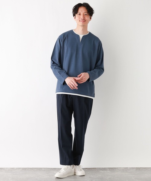 GLOBAL WORK(グローバルワーク)の「キーネックレイヤード/長袖/975762(Tシャツ/カットソー・メンズ・ネイビー/チャコールグレー/ライトグレー/ライトパープル/ブルー系その他6/ミント・MEDIUM/SMALL/X-LARGE/LARGE)」の9枚目の写真