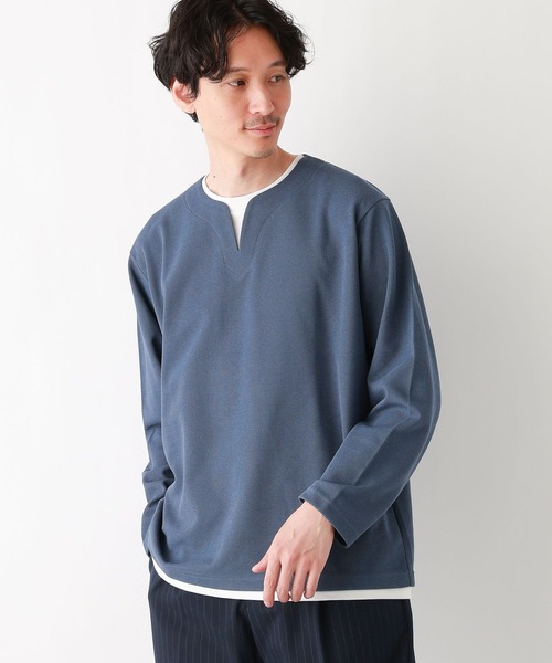 GLOBAL WORK(グローバルワーク)の「キーネックレイヤード/長袖/975762(Tシャツ/カットソー・メンズ・ネイビー/チャコールグレー/ライトグレー/ライトパープル/ブルー系その他6/ミント・MEDIUM/SMALL/X-LARGE/LARGE)」の14枚目の写真