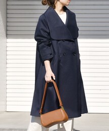 SHIPS any: ドライツイル ショールカラー Aライン コート［NAVY BLUE］