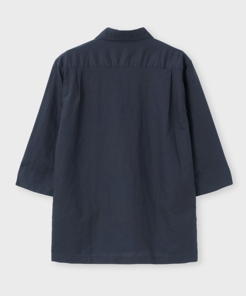 【セール】コットン/リネン素材 7分袖 スキッパーシャツ（シャツ/ブラウス）｜LANVIN en Bleu（ランバンオンブルー）