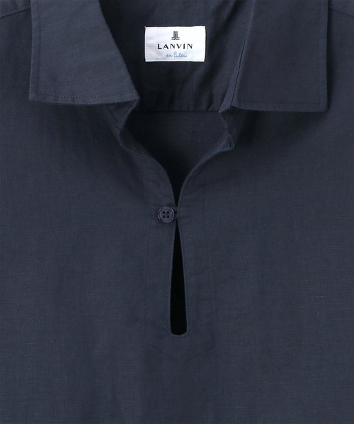 【セール】コットン/リネン素材 7分袖 スキッパーシャツ（シャツ/ブラウス）｜LANVIN en Bleu（ランバンオンブルー）