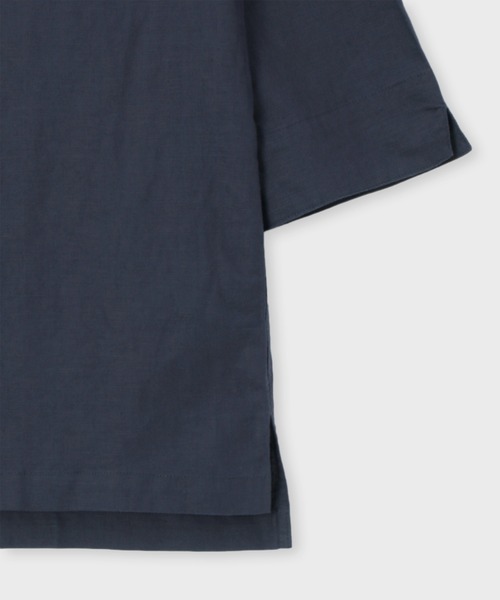 【セール】コットン/リネン素材 7分袖 スキッパーシャツ（シャツ/ブラウス）｜LANVIN en Bleu（ランバンオンブルー）