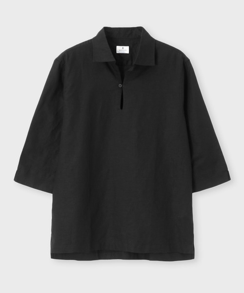 【セール】コットン/リネン素材 7分袖 スキッパーシャツ（シャツ/ブラウス）｜LANVIN en Bleu（ランバンオンブルー）