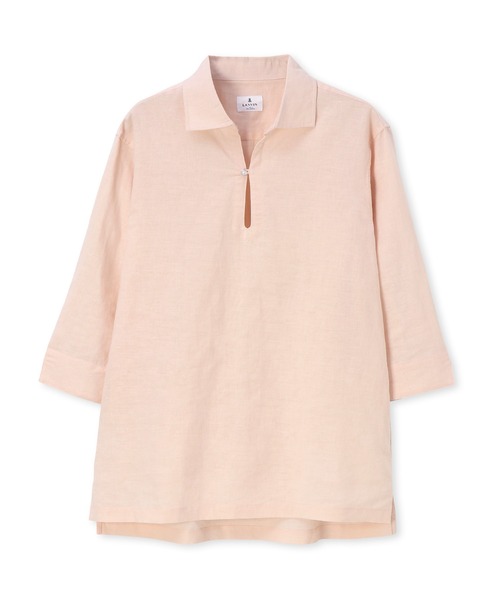 【セール】コットン/リネン素材 7分袖 スキッパーシャツ（シャツ/ブラウス）｜LANVIN en Bleu（ランバンオンブルー）