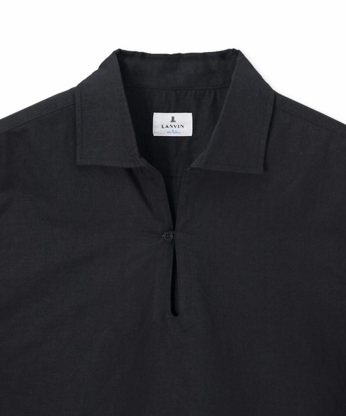 【セール】コットン/リネン素材 7分袖 スキッパーシャツ（シャツ/ブラウス）｜LANVIN en Bleu（ランバンオンブルー）