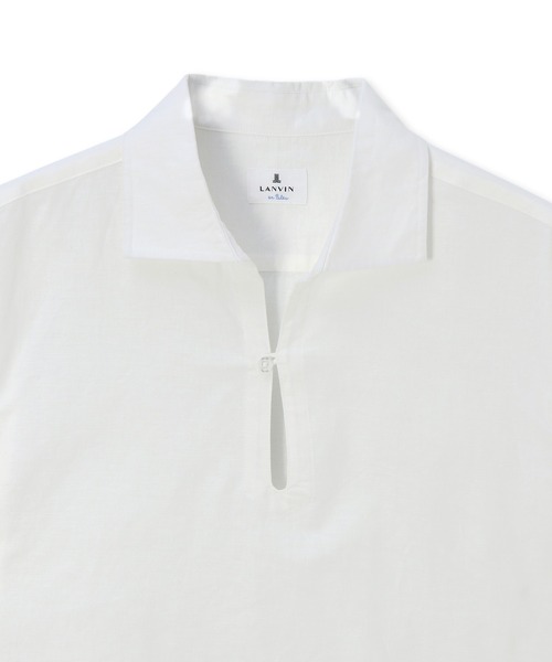 【セール】コットン/リネン素材 7分袖 スキッパーシャツ（シャツ/ブラウス）｜LANVIN en Bleu（ランバンオンブルー）