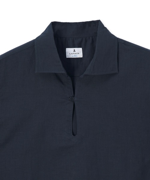 【セール】コットン/リネン素材 7分袖 スキッパーシャツ（シャツ/ブラウス）｜LANVIN en Bleu（ランバンオンブルー）