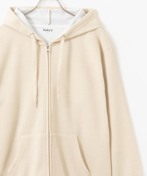 NAVY(ネイビー)の「NAVY ダブルフェイスジップアップパーカー(パーカー・メンズ・アイボリー/ブラック/杢グレー・M/S/XL/L)」の3枚目の写真