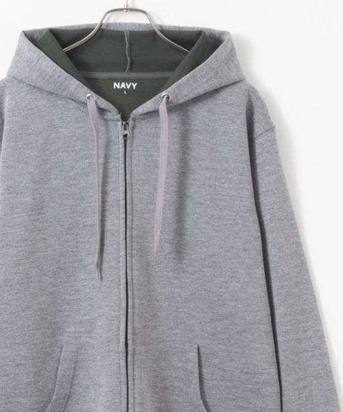 NAVY(ネイビー)の「NAVY ダブルフェイスジップアップパーカー(パーカー・メンズ・アイボリー/ブラック/杢グレー・M/S/XL/L)」の2枚目の写真