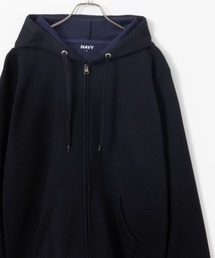 NAVY ダブルフェイスジップアップパーカー