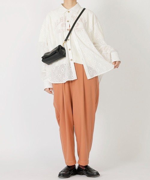 DOUBLE NAME(ダブルネーム)の「配色ステッチ タックテーパードパンツ(その他パンツ・レディース・オレンジ/グレー/ベージュ・FREE)」の12枚目の写真