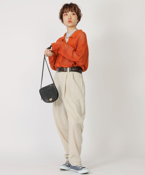 DOUBLE NAME(ダブルネーム)の「配色ステッチ タックテーパードパンツ(その他パンツ・レディース・オレンジ/グレー/ベージュ・FREE)」の8枚目の写真