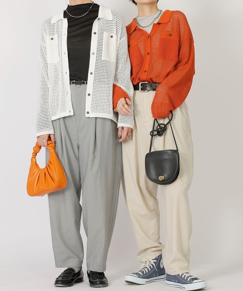 DOUBLE NAME(ダブルネーム)の「配色ステッチ タックテーパードパンツ(その他パンツ・レディース・オレンジ/グレー/ベージュ・FREE)」の9枚目の写真