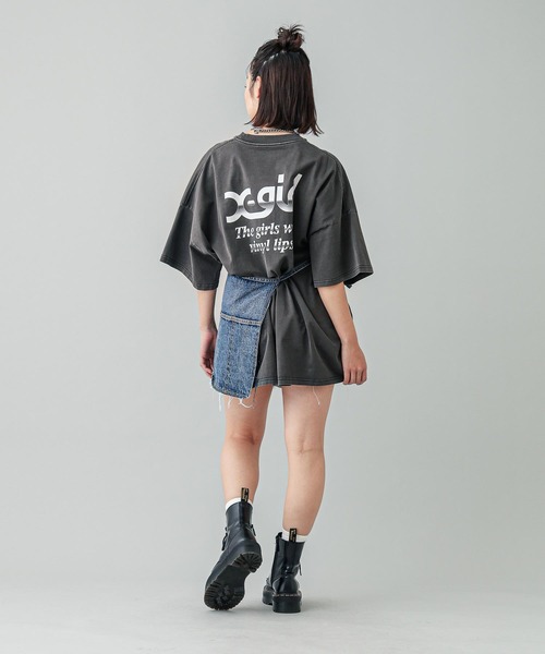 エレンディーク　スパークルオーガンジーカットソー　黒×シルバー　フリーサイズ X-girl/エックスガール GAME SHIRT SS BIG TEE 105242011040