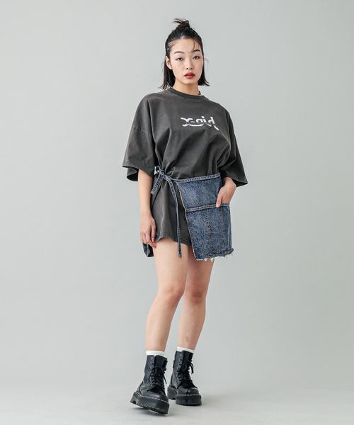 早い者勝ち X-girl OVER PRINT MILLS LOGO S/S BIG TEE DRESS OVER PRINT MILLS LOGO S/S BIG TEE DRESS（ワンピース）｜X