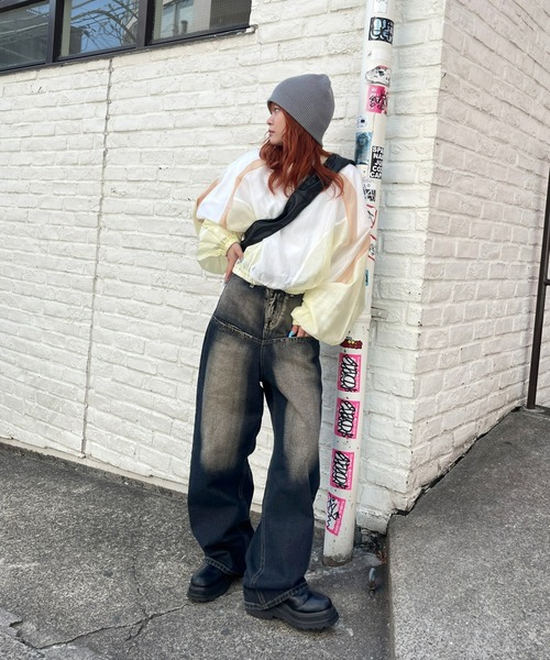 Six M（シックスエム）の「【Six M/シックスエム】シアーメッシュ切り替えクルー（シャツ/ブラウス・レディース・ブラック/グレー/オフホワイト・FREE）」の6枚目の写真