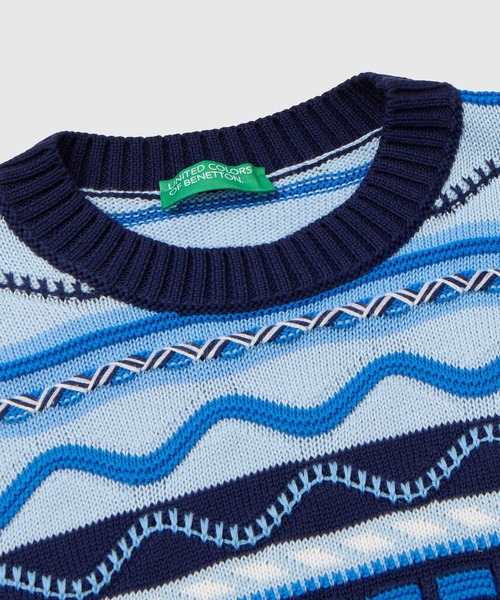 BENETTON (UNITED COLORS OF BENETTON)(ベネトンユナイテッドカラーズオブベネトン)の「総柄ニットベスト(ベスト・レディース・ブルー系その他・LARGE/SMALL/MEDIUM)」の7枚目の写真
