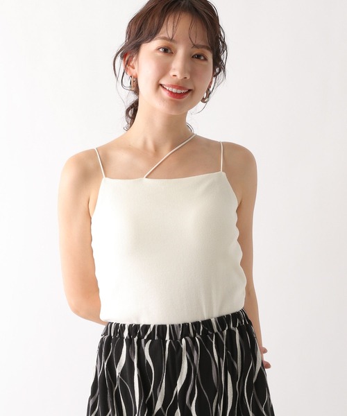 LEPSIM（レプシィム）の「カップ付きアシメキャミ　109873（キャミソール・レディース・チャコールグレー/オフホワイト/ライトカーキ・LARGE/MEDIUM）」の4枚目の写真