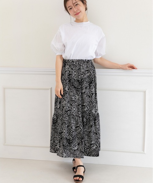 PREFERIR(プレフェリール)の「ペイズリープリントティアードスカート(スカート・レディース・ベージュ/ブラック・MEDIUM/LARGE)」の3枚目の写真