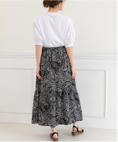 PREFERIR(プレフェリール)の「ペイズリープリントティアードスカート(スカート・レディース・ベージュ/ブラック・MEDIUM/LARGE)」の6枚目の写真