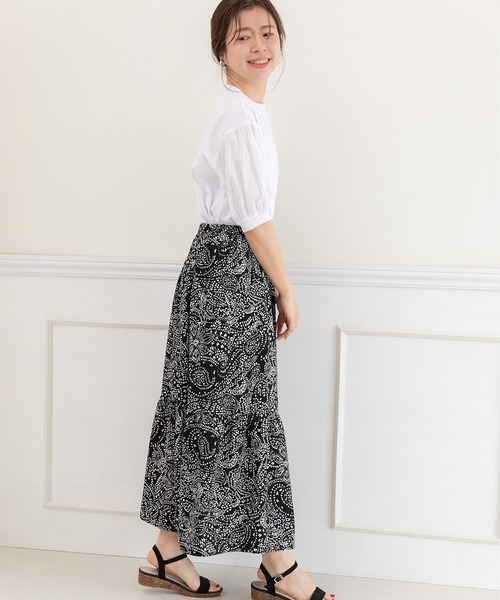 PREFERIR(プレフェリール)の「ペイズリープリントティアードスカート(スカート・レディース・ベージュ/ブラック・MEDIUM/LARGE)」の7枚目の写真
