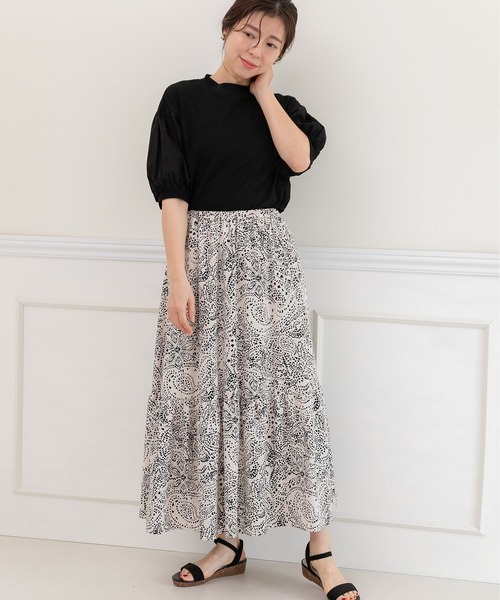 PREFERIR(プレフェリール)の「ペイズリープリントティアードスカート(スカート・レディース・ベージュ/ブラック・MEDIUM/LARGE)」の18枚目の写真