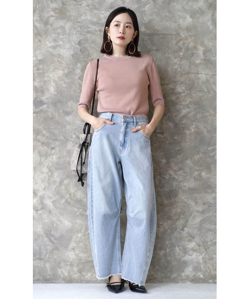 zootie(ズーティー)の「レーヨン ハーフスリーブ ニット(Tシャツ/カットソー・レディース・ホワイト/ライトグレー/スモークピンク/ブラック/カーキ/ラベンダー/ブラウン・M)」の13枚目の写真