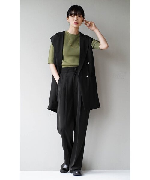 zootie(ズーティー)の「レーヨン ハーフスリーブ ニット(Tシャツ/カットソー・レディース・ホワイト/ライトグレー/スモークピンク/ブラック/カーキ/ラベンダー/ブラウン・M)」の16枚目の写真