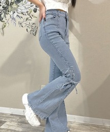 PRIVATE  BEACH（プライベートビーチ）の「脇リボンレースアップデニムフレアパンツ（デニムパンツ）」