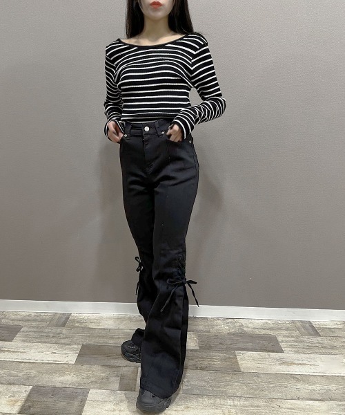 PRIVATE BEACH（プライベートビーチ）の「脇リボンレースアップデニム