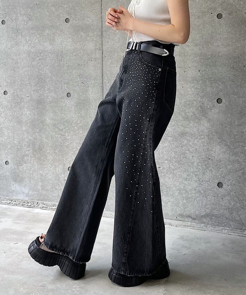 PAGEBOY（ページボーイ）の「ラインストーンデニム2（デニムパンツ・レディース・ブルー/ブラック・25inch/27inch/26inch）」の14枚目の写真