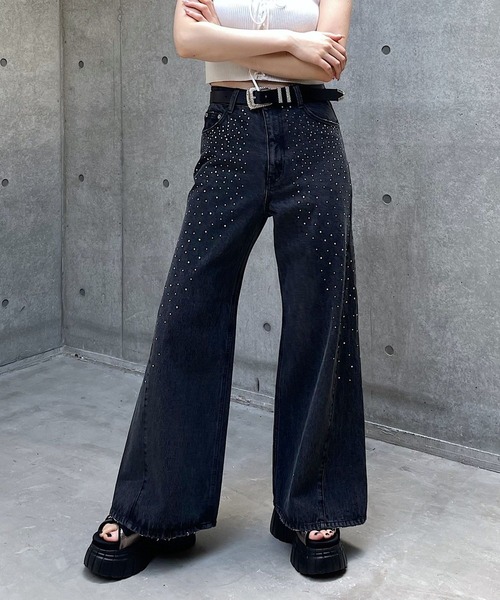 PAGEBOY（ページボーイ）の「ラインストーンデニム2（デニムパンツ・レディース・ブルー/ブラック・25inch/27inch/26inch）」の12枚目の写真