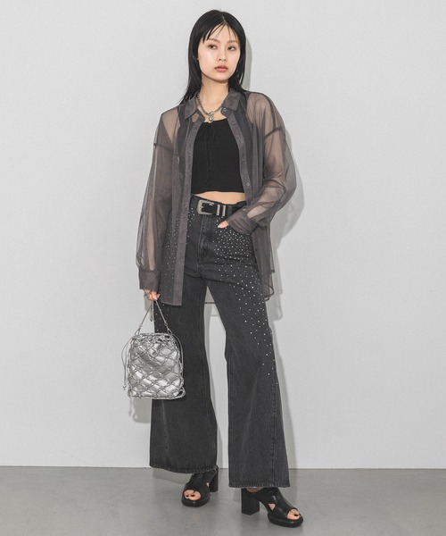 PAGEBOY（ページボーイ）の「ラインストーンデニム2（デニムパンツ・レディース・ブルー/ブラック・25inch/27inch/26inch）」の9枚目の写真