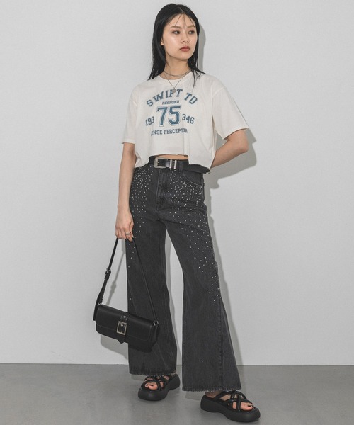 PAGEBOY（ページボーイ）の「ラインストーンデニム2（デニムパンツ・レディース・ブルー/ブラック・25inch/27inch/26inch）」の10枚目の写真