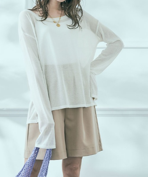 kirakiraShop（キラキラショップ）の「シアー ルーズ サマー ニット（ニット/セーター・レディース・イエロー/ミント/ライトパープル/ブラック/スカイブルー/オフホワイト・FREE）」の20枚目の写真