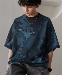 MONO-MART（モノマート）の「リラックスルーズベーシック ミラノリブ/ダブルジャガード編み ニットTシャツ（Tシャツ/カットソー・メンズ）」