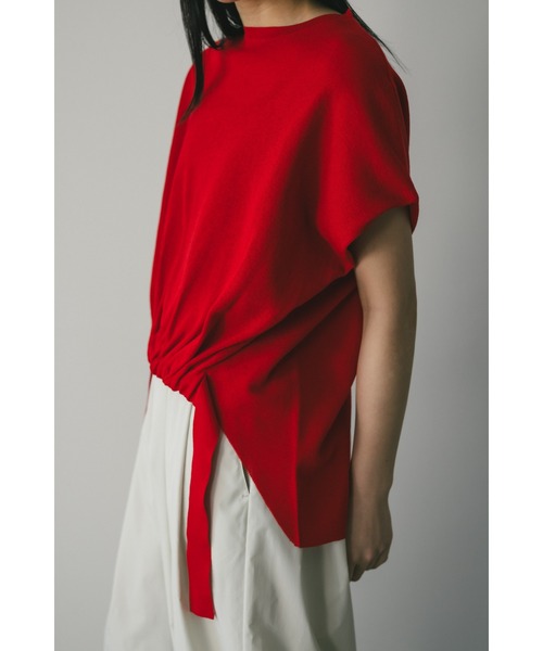 STYLEMIXER（スタイルミキサー）の「フロントギャザードライニット（ニット/セーター・レディース・ホワイト/レッド/グレー・FREE）」の5枚目の写真