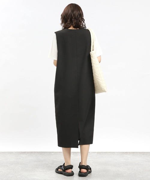 GLOBAL WORK Smile Seed Store（グローバルワーク スマイルシードストア）の「リネンライクVネックワンピース/977015（ワンピース・レディース・ベージュ/ブラック・MEDIUM/SMALL/X-LARGE/LARGE）」の16枚目の写真