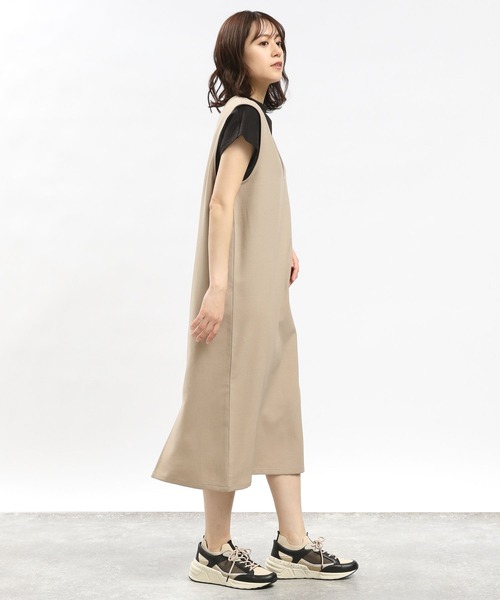 GLOBAL WORK Smile Seed Store（グローバルワーク スマイルシードストア）の「リネンライクVネックワンピース/977015（ワンピース・レディース・ベージュ/ブラック・MEDIUM/SMALL/X-LARGE/LARGE）」の6枚目の写真