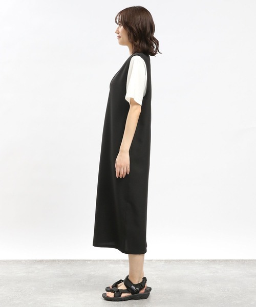 GLOBAL WORK Smile Seed Store（グローバルワーク スマイルシードストア）の「リネンライクVネックワンピース/977015（ワンピース・レディース・ベージュ/ブラック・MEDIUM/SMALL/X-LARGE/LARGE）」の9枚目の写真