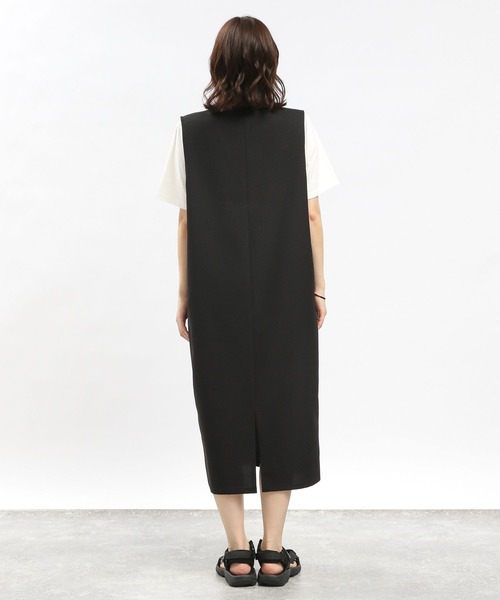 GLOBAL WORK Smile Seed Store（グローバルワーク スマイルシードストア）の「リネンライクVネックワンピース/977015（ワンピース・レディース・ベージュ/ブラック・MEDIUM/SMALL/X-LARGE/LARGE）」の10枚目の写真